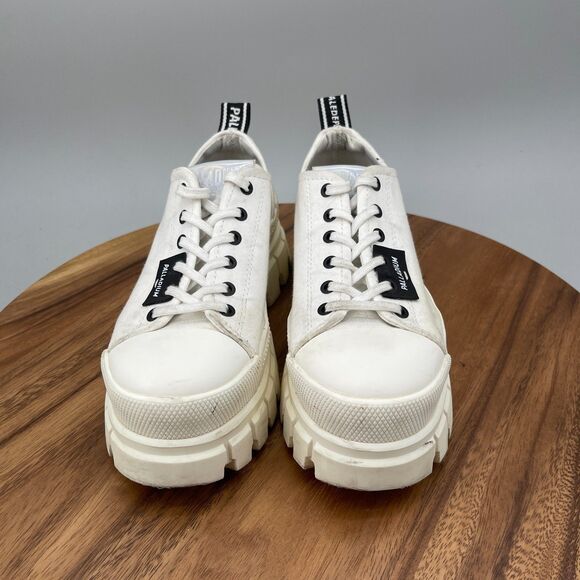 Palladium Revolt Lo TX Shoes Womens Size 6 White Chunky Platform Lace Up - Picture 2 of 9